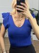 Knitted Ruffles Top/Royal Blue