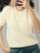 ShortSleeves Flowers Sweater/Vanilla