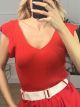 Knitted Ruffles Top/Red