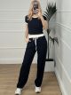 White Stripe Ribbed Set/Black
