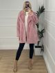 Lapel Fur Coat/Dusty Pink