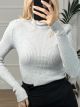 Ribbed Lurex Top-Turtleneck/Grey