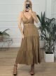 Wrapover Front Dress/Beige
