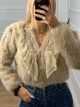 Mohair Rhinestone Cardigan/Beige