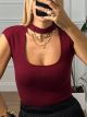 Knitted Top Choker Shortsleeves/Burgundy