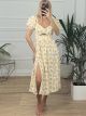 Puff Sleeve Dress/Floral Yellow-White