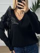 Flower Ve Sweater/Black